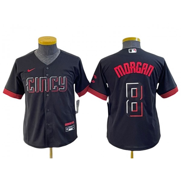 Cincinnati Reds #8 Joe Morgan Youth Black 2023 City Connect Jersey