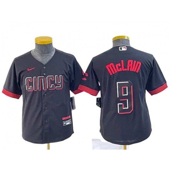 Cincinnati Reds #9 Matt McLain Youth Black 2023 City Connect Jersey