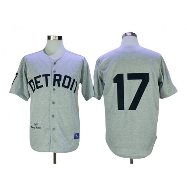 Detroit Tigers #17 Denny McLain 1968 Throwback Gray Jersey