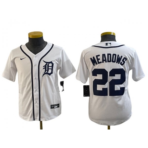 Detroit Tigers #22 Parker Meadows Youth White Limited Jersey