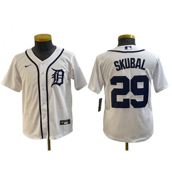 Detroit Tigers #29 Tarik Skubal Youth White Limited Jersey