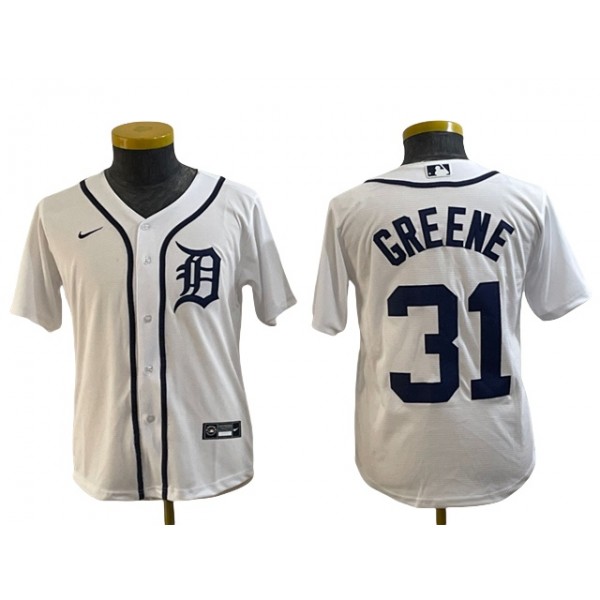 Detroit Tigers #31 Riley Greene Youth White Limited Jersey