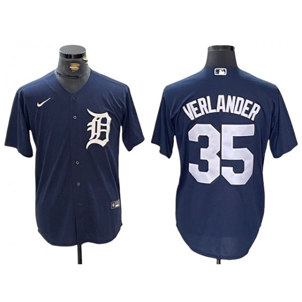 Detroit Tigers #35 Justin Verlander Navy Limited Jersey