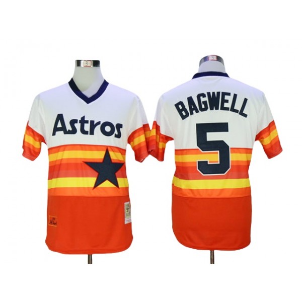 Houston Astros #5 Jeff Bagwell Throwback Rainbow Cooperstown Jersey