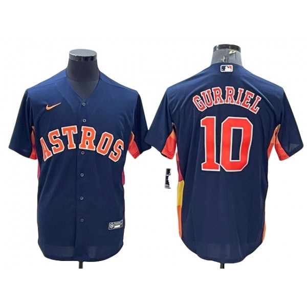 Houston Astros #10 Yuli Gurriel Navy Cool Base Jersey