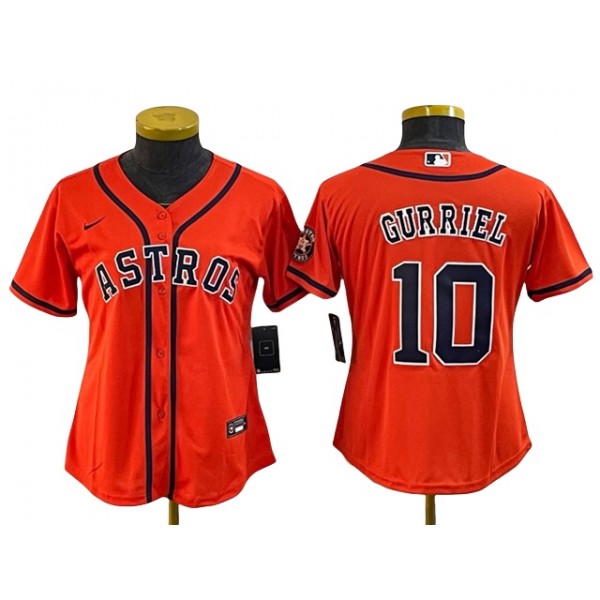 Houston Astros #10 Yuli Gurriel Women's Orange Cool Base Jersey