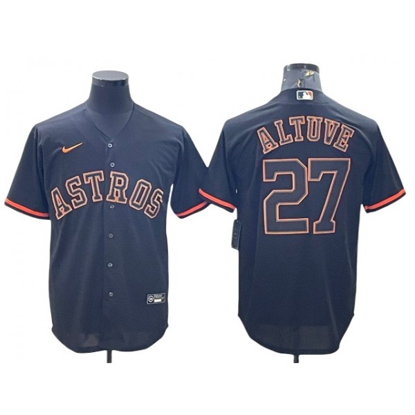 Houston Astros #27 Jose Altuve Black Shadow Cool Base Jersey