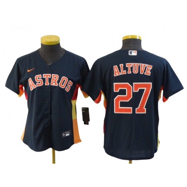 Houston Astros #27 José Altuve Women's Navy Cool Base Jersey