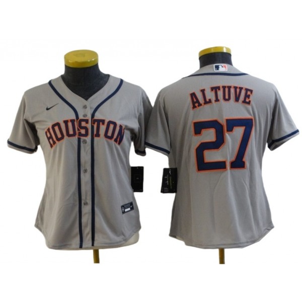 Houston Astros #27 Jose Altuve Women's Gray Cool Base Jersey