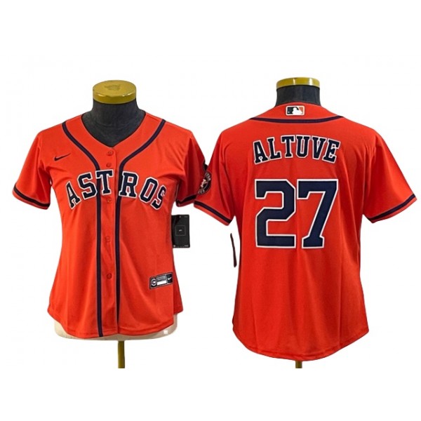 Houston Astros #27 Jose Altuve Women's Orange Cool Base Jersey