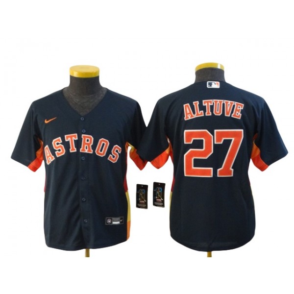 Houston Astros #27 Jose Altuve Youth Navy Cool Base Jersey