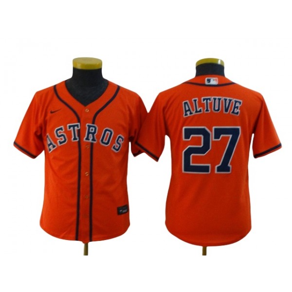 Houston Astros #27 Jose Altuve Youth Orange Cool Base Jersey