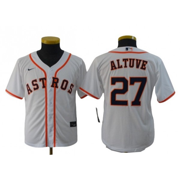 Houston Astros #27 Jose Altuve Youth White Cool Base Jersey