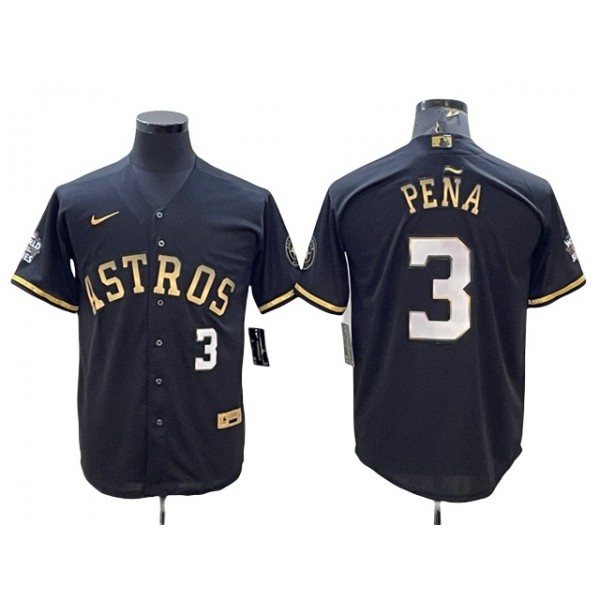 Houston Astros #3 Jeremy Pena Black Gold w/World Series Patch Jersey