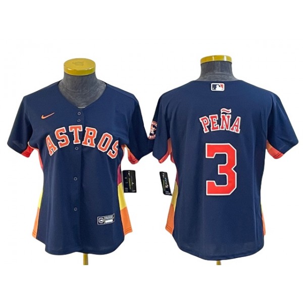 Houston Astros #3 Jeremy Pena Women's Navy Cool Base Jersey