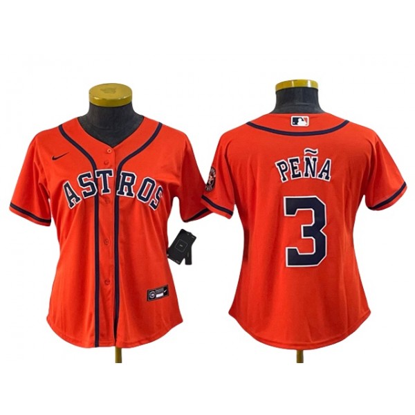 Houston Astros #3 Jeremy Pena Women's Orange Cool Base Jersey