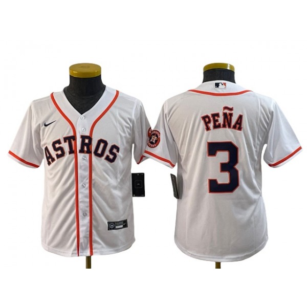 Houston Astros #3 Jeremy Pena Youth White Cool Base Jersey