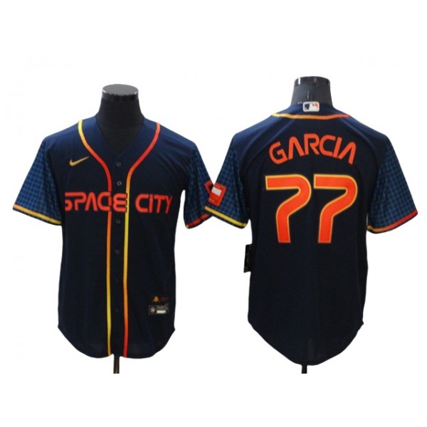 Houston Astros #77 Luis Garcia Navy 2022 City Connect Cool Base Jersey