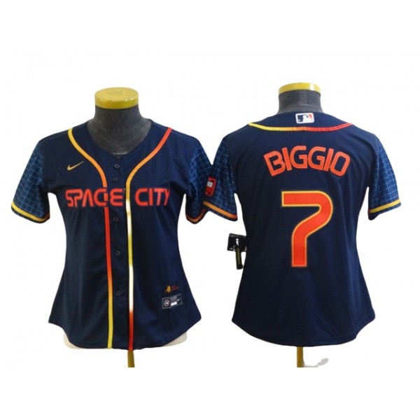 Houston Astros #7 Craig Biggio Women's 2022 Navy City Connect Cool Base Jersey