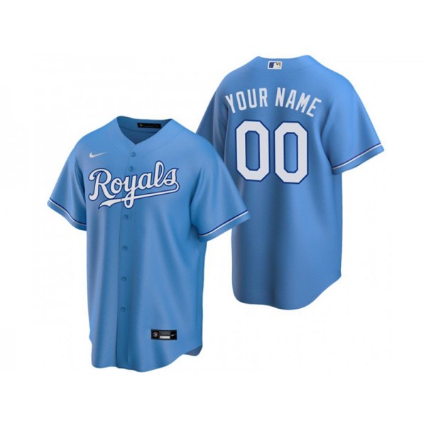 Kansas City Royals #00 Light Blue Cool Base Custom Jersey