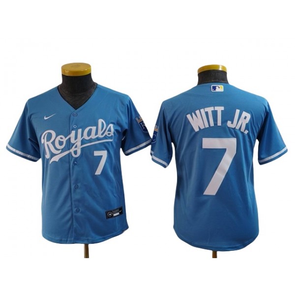 Kansas City Royals #7 Bobby Witt Jr. Youth Light Blue Limited Jersey