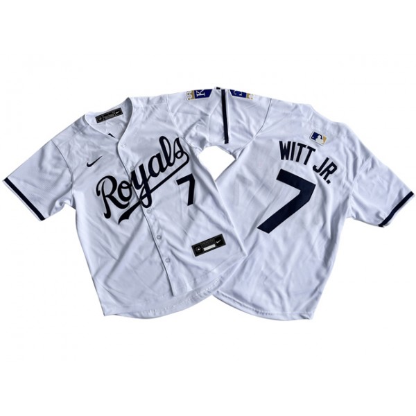 Kansas City Royals #7 Bobby Witt Jr. Youth White Limited Jersey