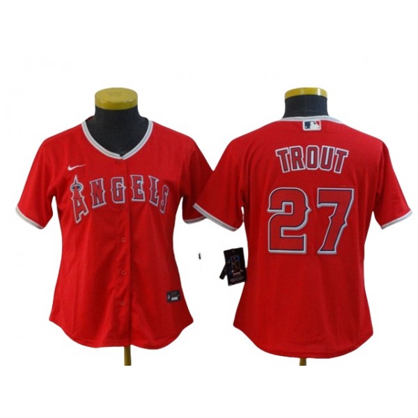 Los Angeles Angels #27 Mike Trout Women's Red Cool Base Jersey