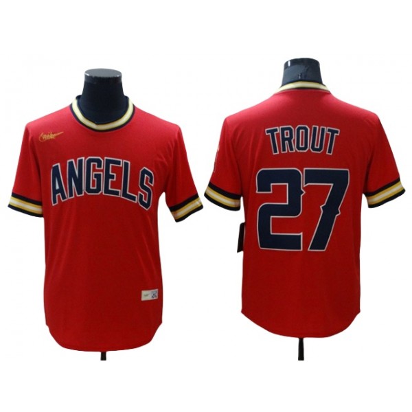 Los Angeles Angels #27 Mike Trout Red Cooperstown Collection Cool Base Jersey