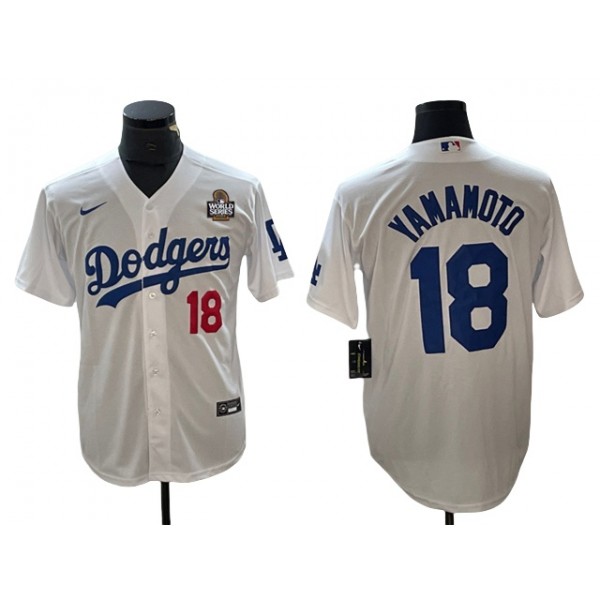 Los Angeles Dodgers #18 Yoshinobu Yamamoto White 2024 World Series Limited Jersey