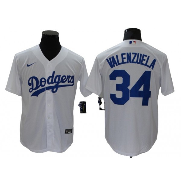 Los Angeles Dodgers #34 Fernando Valenzuela White Cool Base Jersey