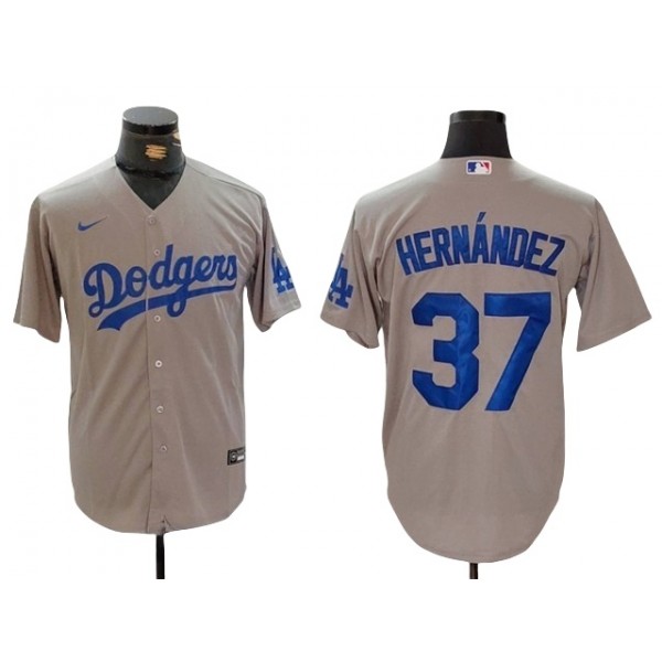 Los Angeles Dodgers #37 Teoscar Hernandez Alternate Gray Jersey