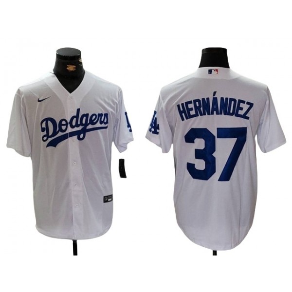 Los Angeles Dodgers #37 Teoscar Hernandez White Jersey