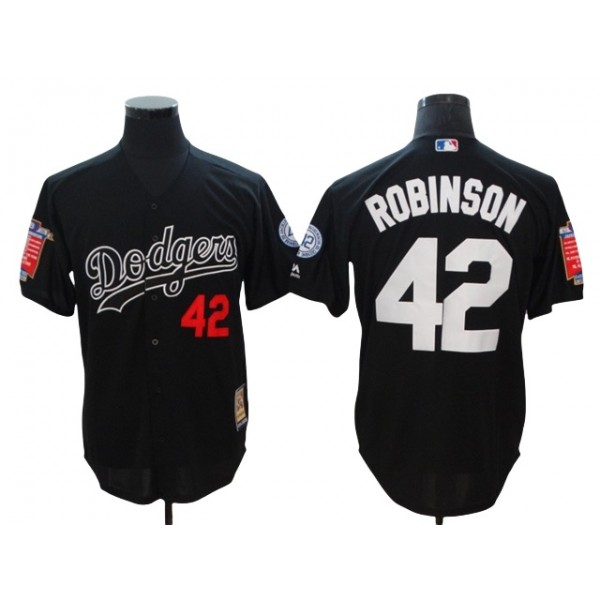 Los Angeles Dodgers #42 Jackie Robinson Black Cooperstown Collection Cool Base Jersey