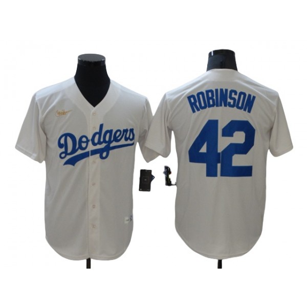 Los Angeles Dodgers #42 Jackie Robinson Cream Cooperstown Collection Cool Base Jersey