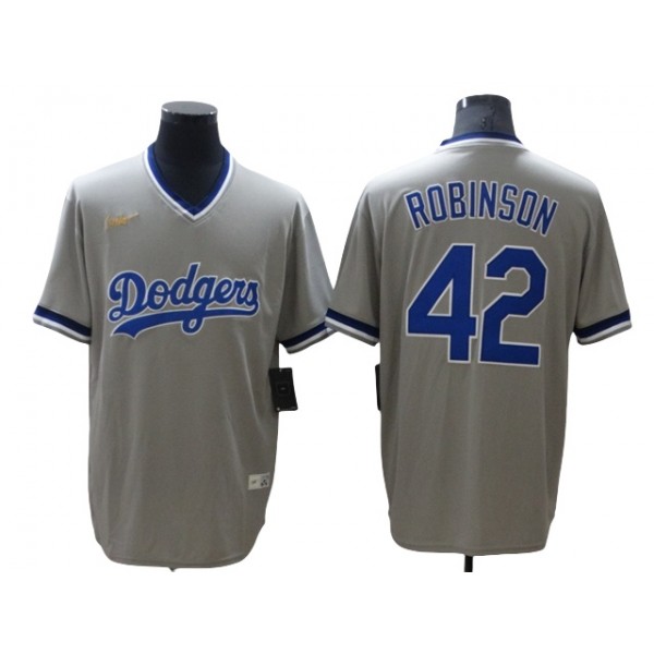 Los Angeles Dodgers #42 Jackie Robinson Gray Cooperstown Collection Cool Base Jersey