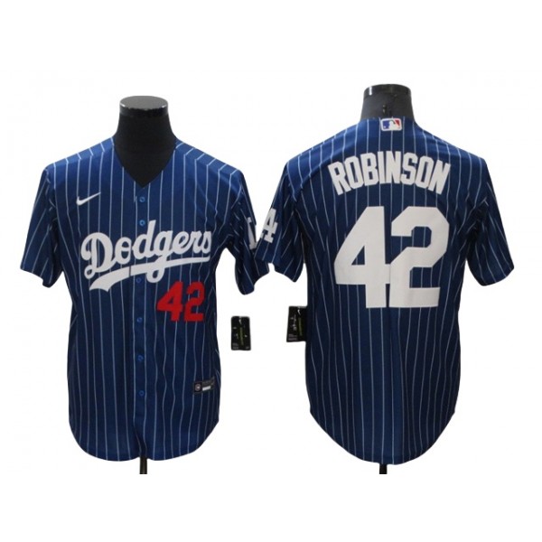 Los Angeles Dodgers #42 Jackie Robinson Blue Pinstripe Cool Base Jersey