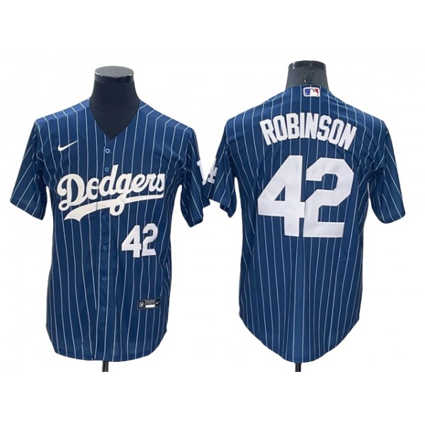 Los Angeles Dodgers #42 Jackie Robinson Blue Pinstripe Cool Base Jersey