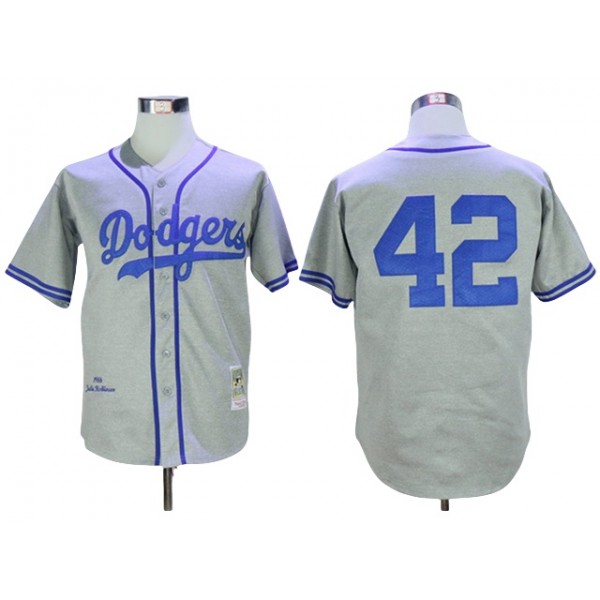 Los Angeles Dodgers #42 Jackie Robinson 1955 Throwback Gray Jersey