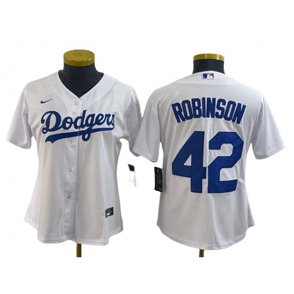 Los Angeles Dodgers #42 Jackie Robinson Women's White Cool Base Jersey