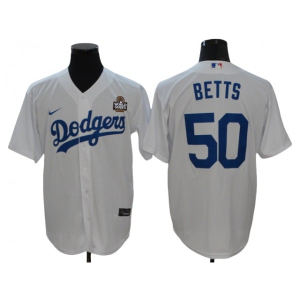 Los Angeles Dodgers #50 Mookie Betts White 2024 World Series Jersey