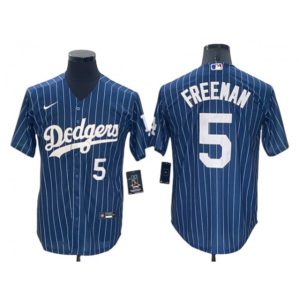 Los Angeles Dodgers #5 Freddie Freeman Blue Pinstripe Cool Base Jersey