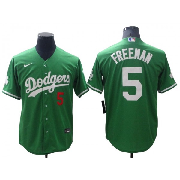 Los Angeles Dodgers #5 Freddie Freeman Green Saint Patrick's Day Jersey