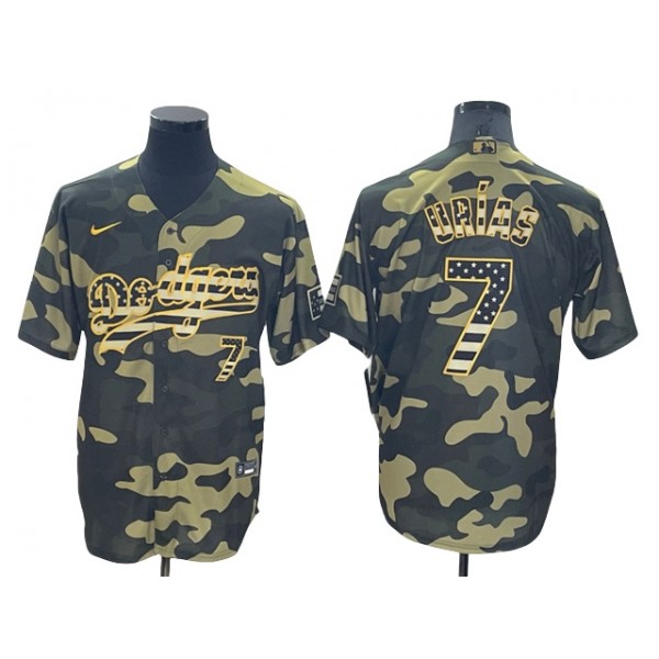 Los Angeles Dodgers #7 Julio Urías Camo USA Flag Cool Base Jersey