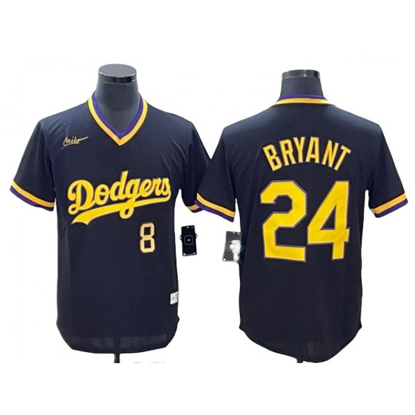 Los Angeles Dodgers #8/24 Kobe Bryant Black Cooperstown Collection Jersey