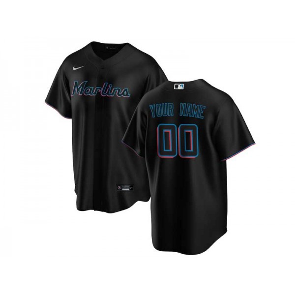 Miami Marlins #00 Black Cool Base Custom Jersey