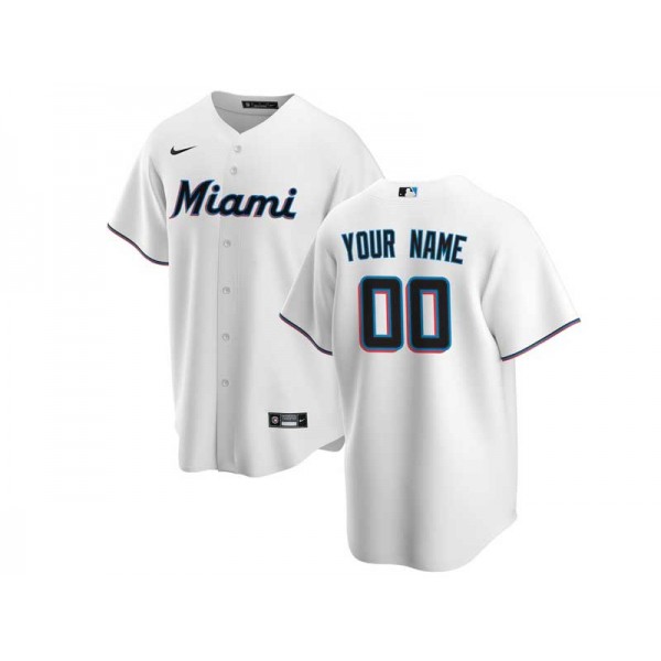 Miami Marlins #00 White Cool Base Custom Jersey