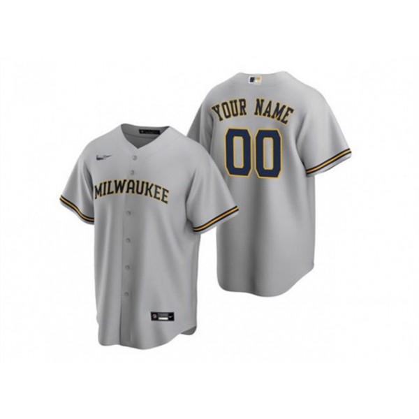 Milwaukee Brewers #00 Gray Cool Base Custom Jersey