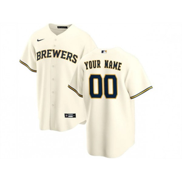 Milwaukee Brewers #00 Cream Cool Base Custom Jersey