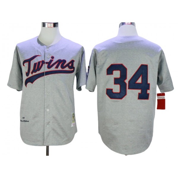 Minnesota Twins #34 Kirby Puckett Gray 1969 Throwback Jersey