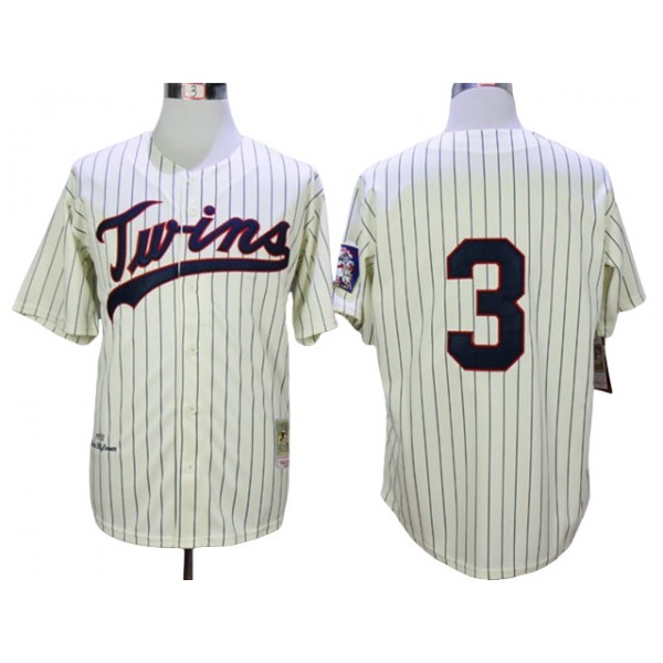 Minnesota Twins #3 Harmon Killebrew Cream Stripe 1969 Throwback Jersey